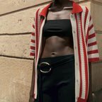 Becky Striped Knit Cardigan Top