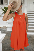 Daytime Playtime Cotton + Linen Pocketed Dress Tomato Red