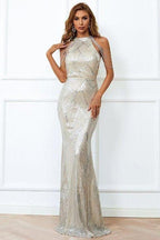 Tassel sequin host fishtail long slim dress