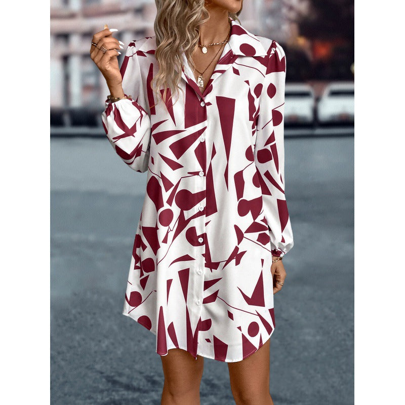 Pilar Statement Women's Abstract Printed Shirt Dress Designer Edit