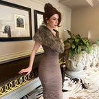 Mocha 2 piece Maxi Dress Brown