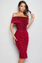 Hale 3D Floral Wrap Midi Dress