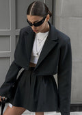 Cropped Blazer and Skater Skirt Set - Modern Sophistication