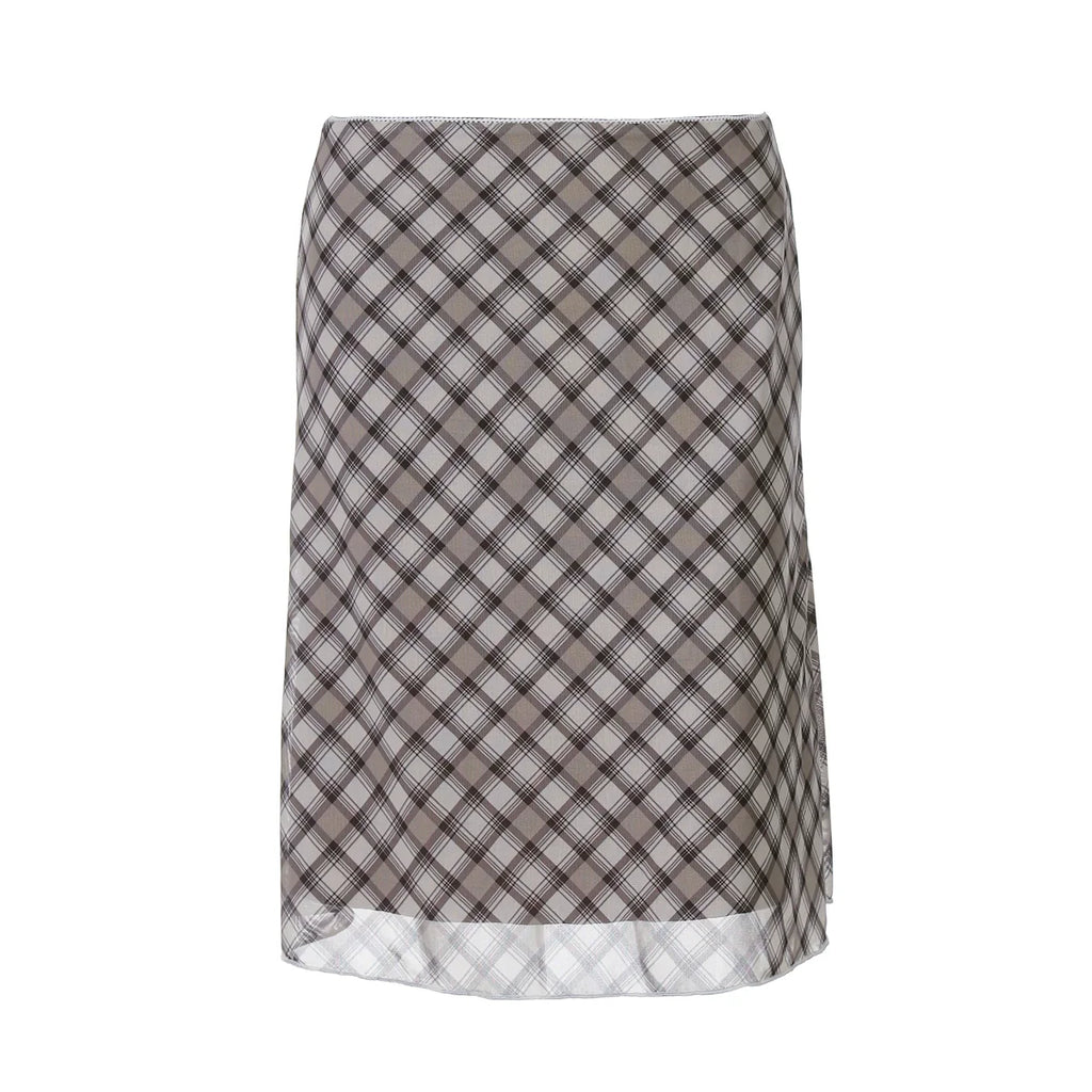 Alize Lace Trim Plaid Skirt Set