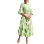 Samantha Puff Sleeve Midi Dress Olive