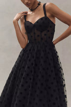 Ladies' new sexy mesh black dot zipper women's dress INS casual loose strapless sexy suspender party dress