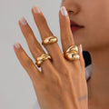 3-Piece Polished Liquid Metal Textured Band Ring Set