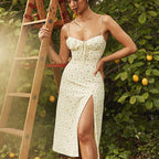 Ileana Exclusive Women's Floral Slit Midi Dress Boutique Collection