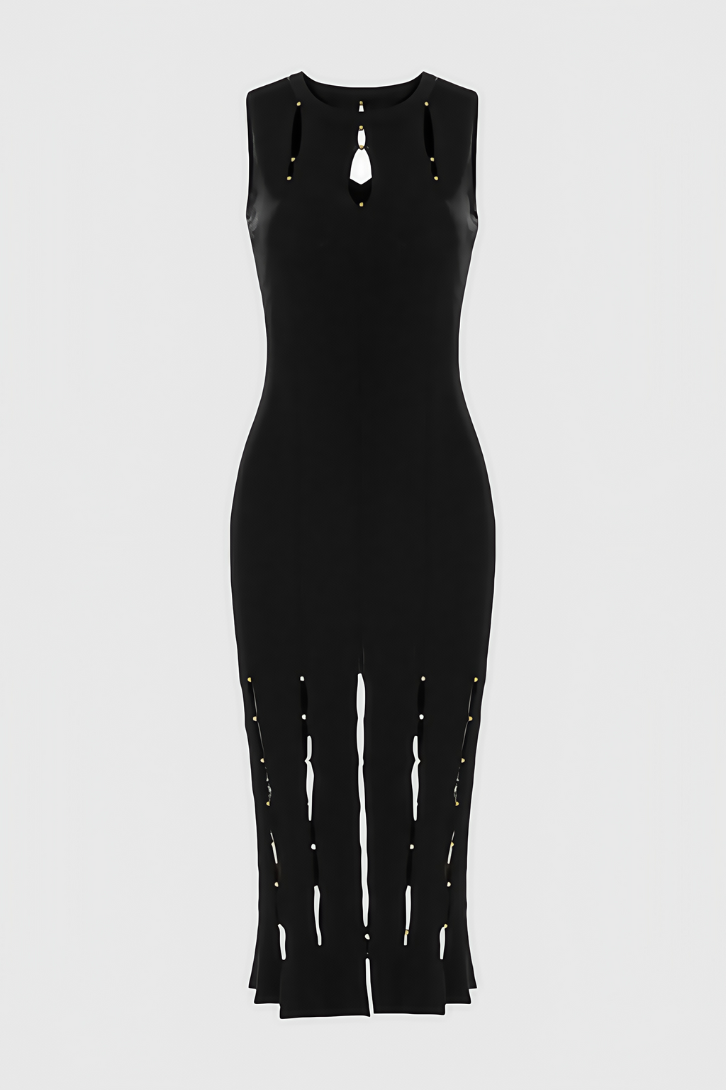 Breclk Beaded Openwork Sleeveless Midi Dress