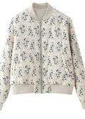 Floral EmbroideRed Quilted Bomber Jacket