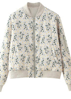 Floral EmbroideRed Quilted Bomber Jacket