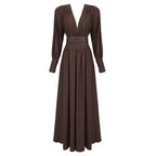 Chocolate Design Waist Seal Pleated Dress Brown Dress