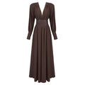 Chocolate Design Waist Seal Pleated Dress Brown Dress