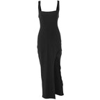 Slim Fit Elegance Sleeveless Split Backless Sling Sheath Dress