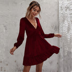 Bubble Sleeve Velvet Dress
