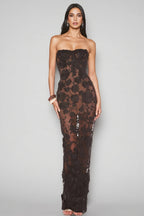 Wyat 3D Mesh Flower Embroidery Maxi Dress