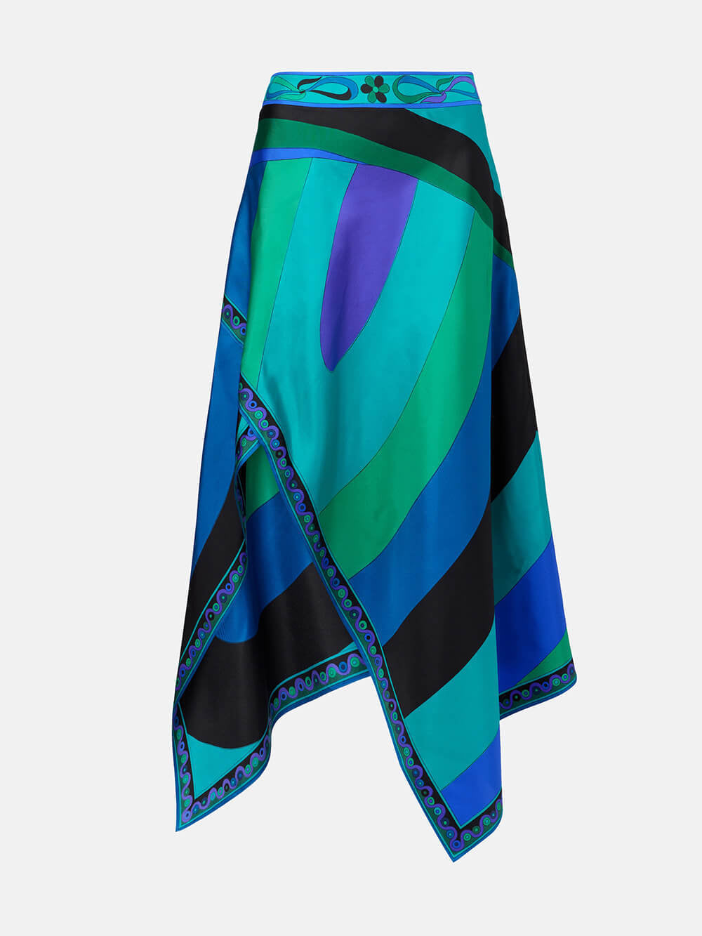 Gabbie Satin Unique Print Halter Scarf Tank and Asymmetrical Maxi Skirt Set