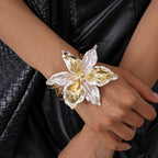 Floral Pattern Metal Line Open Bracelet