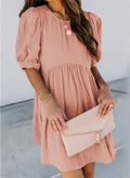 Marketa Puff Sleeve Babydoll Dress Orange