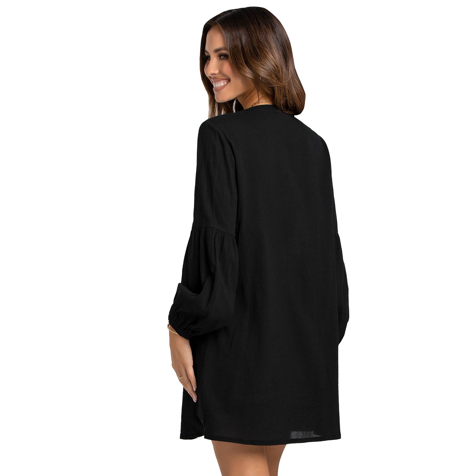 Noland Button Down Cover Up Dress Black