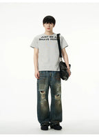 Distressed Baggy Ripped Denim Jeans