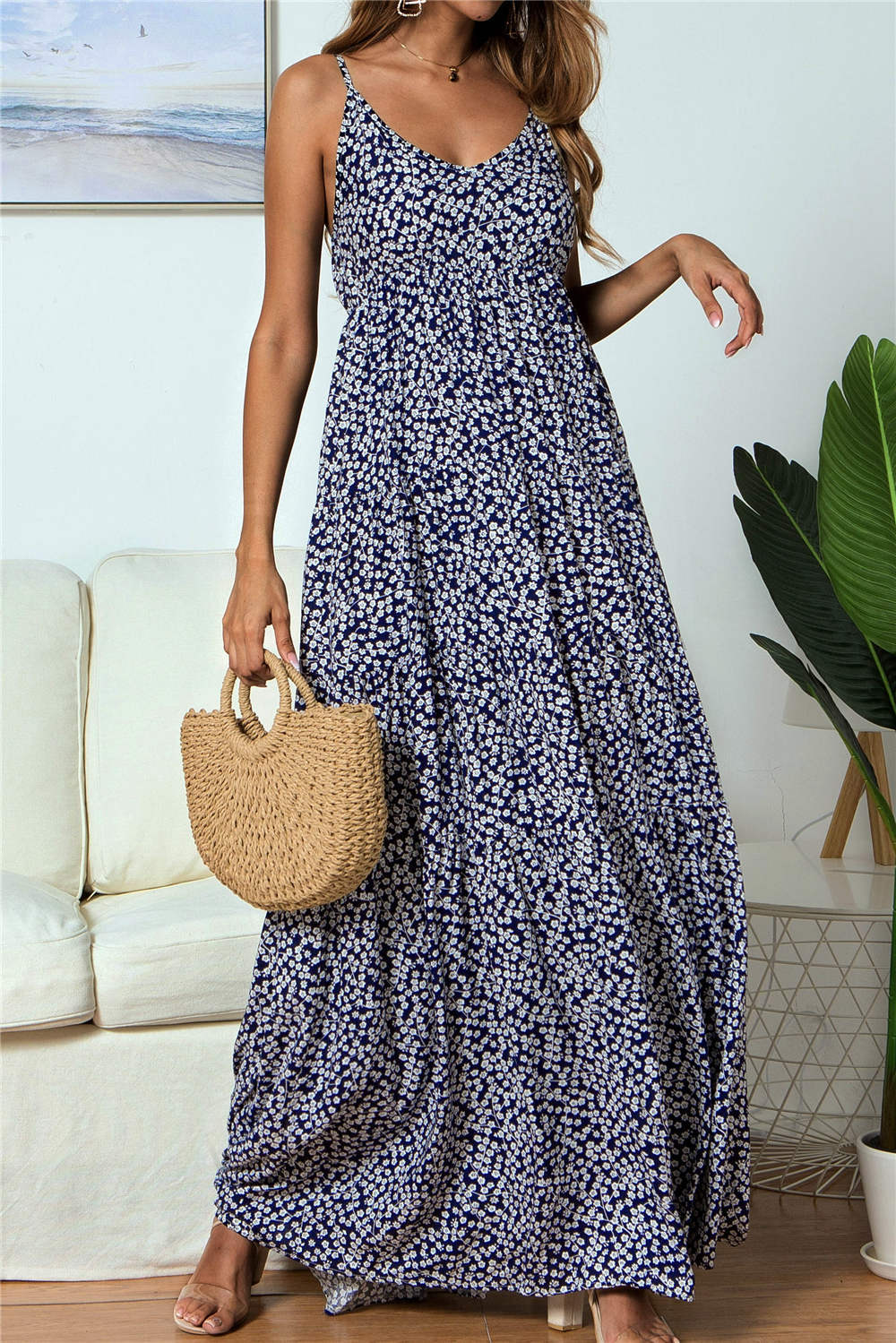 Trooper Floral Tie Strap Midi Dress FINAL