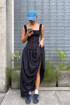 Isla Dreams TieRed Maxi Dress with Smocked Bodice