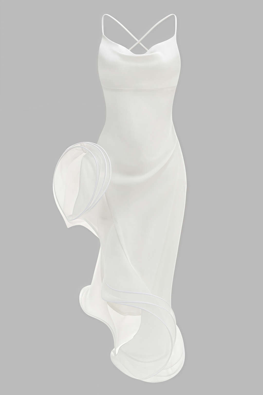 Valelk White Halter Ruffle Maxi Dress