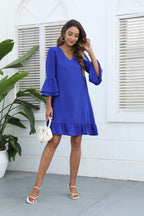 Call Me Angel Textured Satin Dress Royal Blue