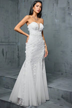 Zenoa V-Neck Fishtail Mesh Maxi Dress