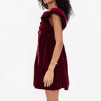 Autumn Winter V neck Bow Pleuche Party Women Dress