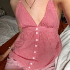 Etty Plaid Backless Top