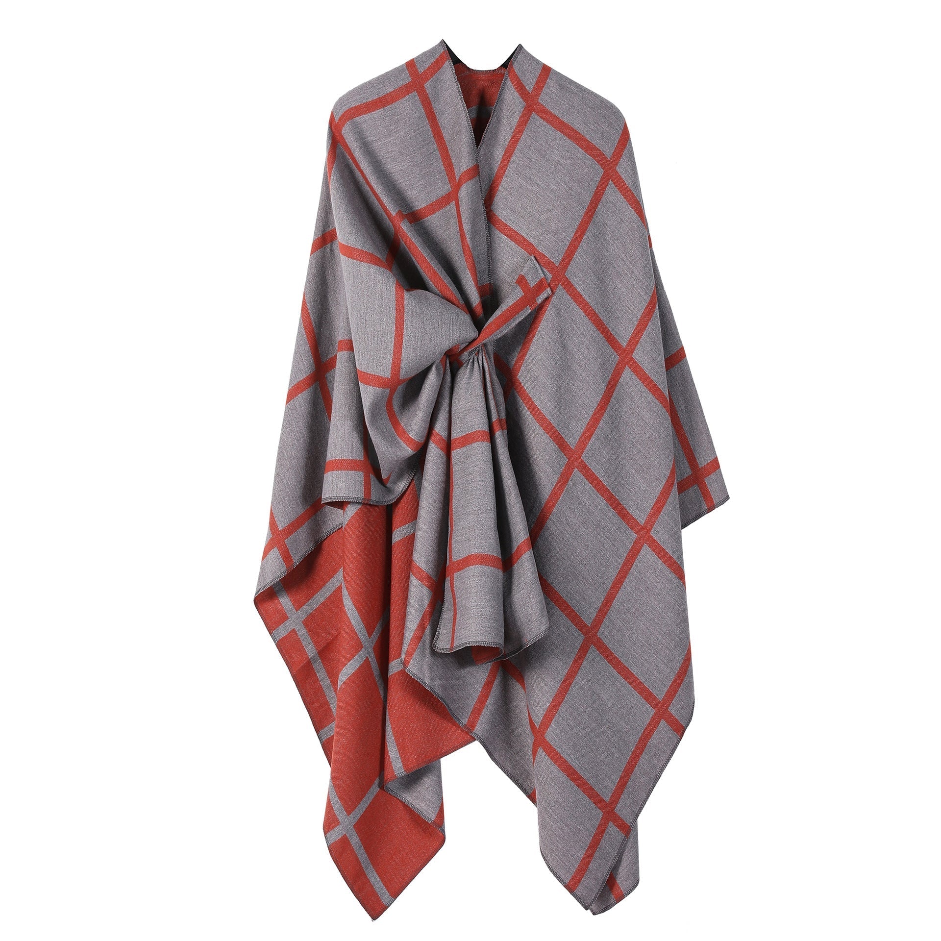 Bestselling Sidetied Plaid Split Cape Warm Crossborder Scarf