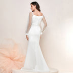 French Elegant Mesh Stitching Sleeves Fishtail Dress Gift