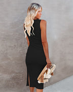 Body Language Ribbed Cutout Midi Dress Black