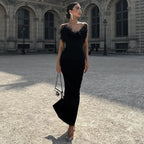 Tube Top Dress V - neck Woolen Fishtail Swing Dress