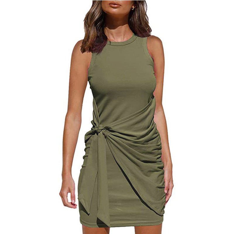 Rosalía Exclusive Women's Sleeveless Twisted Draped Mini Dress Everyday Luxe Edit