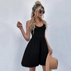 Fine By Me Pocketed Smocked Dress Black