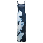 Spaghetti Strap Floral Print Slim Fit Sheath Elegant Dress