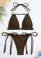 Mocha Strings - Minimalist Triangle One Piece Swimsuit