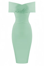 Keira Light green open-shoulder Maxi dress