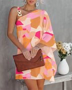 Ana Aesthetic Women's Asymmetric Mini Dress with Decorative Shoulder Detail and Design Boutique Collection