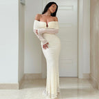 off Shoulder Mid Length Dress