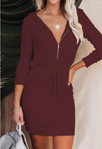 Hope Half Zip Hooded Knit Dress Lavender