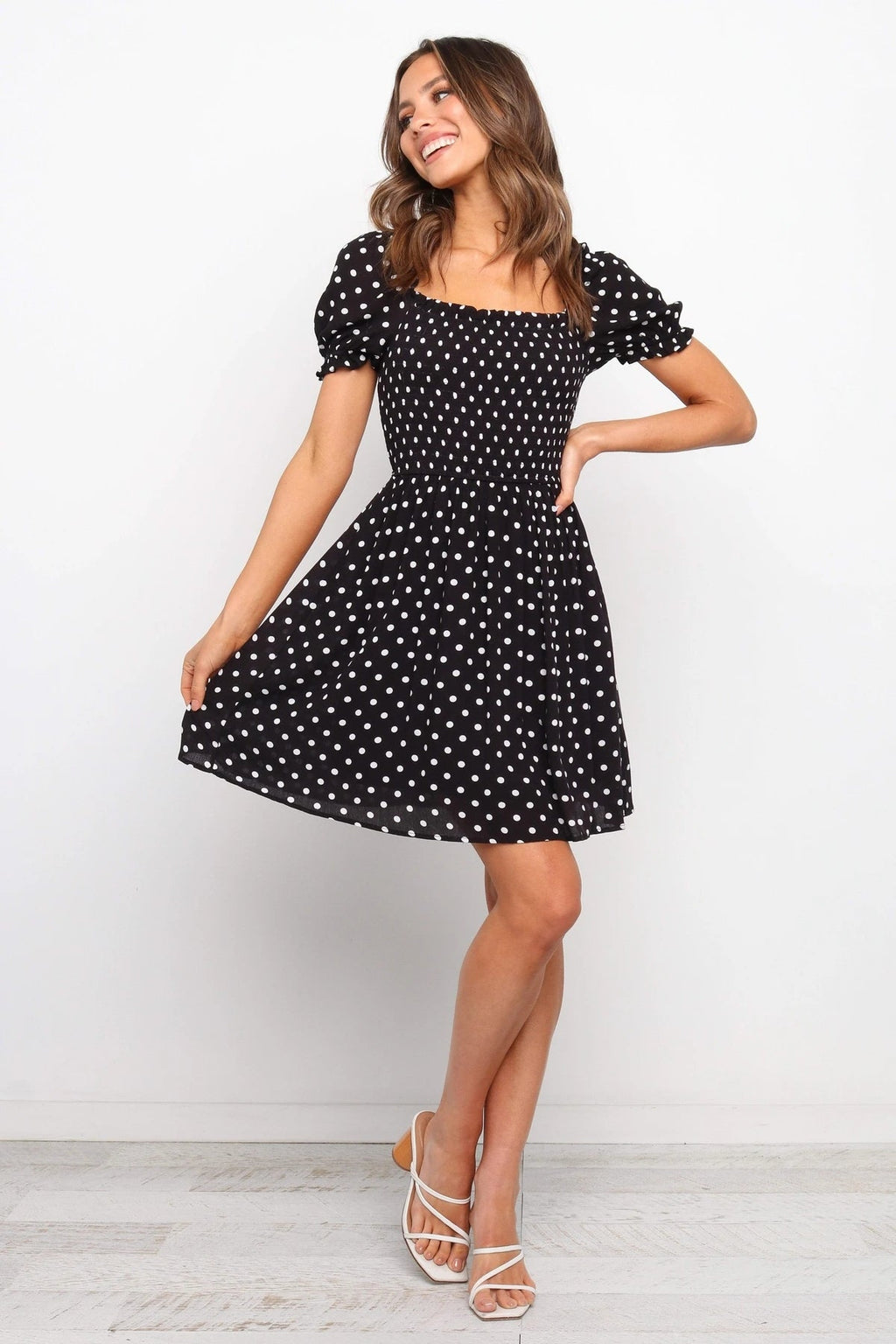 Dawn Polka Dot Puff Sleeve Babydoll Dress FINAL
