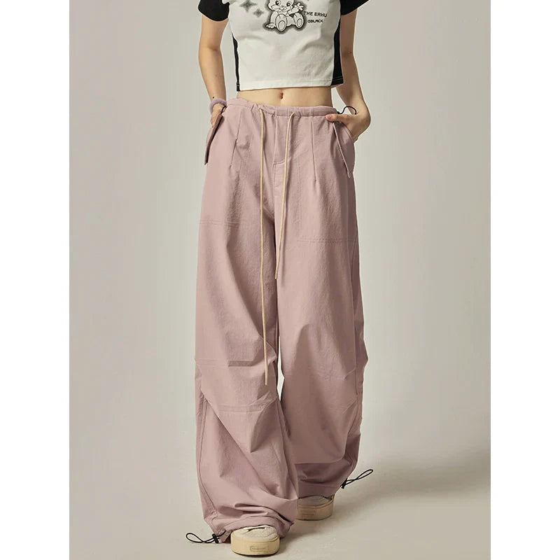 Pink Wide Leg Cargo Pants