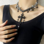 Gothic Sweet Punk Cross Tassel Pearl Hiphop Necklace