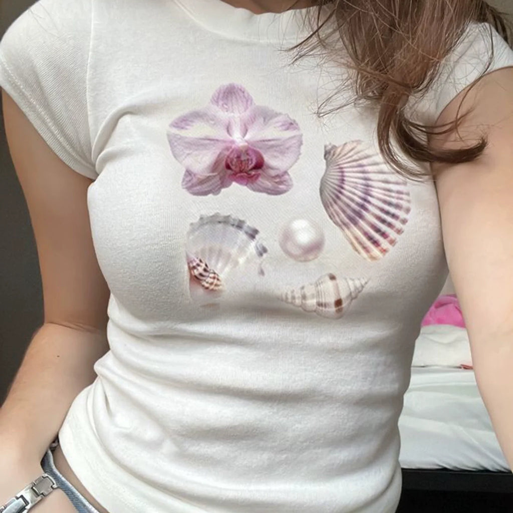 Hiba Shell Print Crop Top