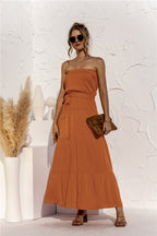 Free Falling Strapless Tiered Maxi Dress Golden Yellow