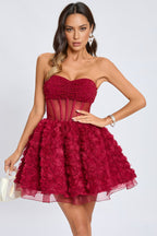 Gage 3D Floral Mesh Puffy Mini Dress